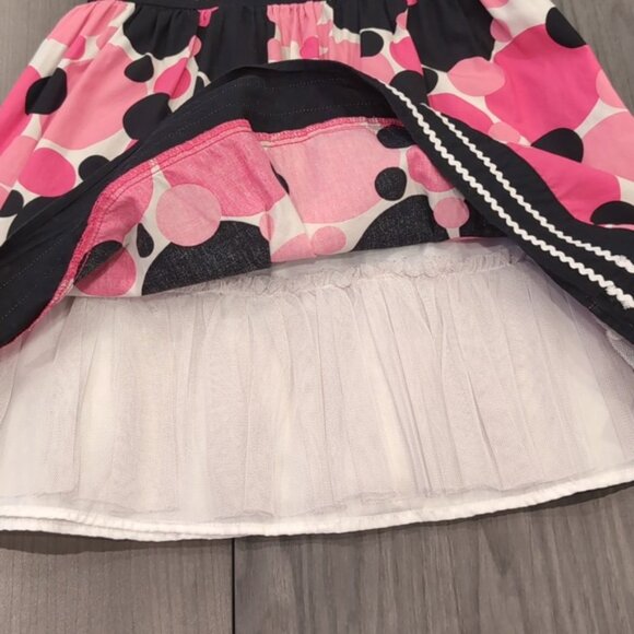 3/$20 George Fit & Flare Party Dress Tulle Circle Print Ribbon Tie Sleeveless - Picture 5 of 13